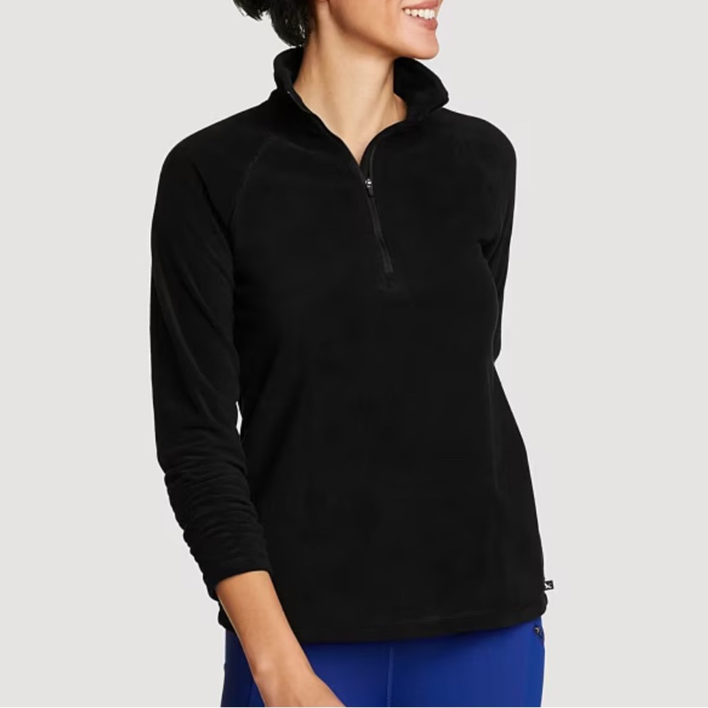 NWT Eddie Bauer Women's Black Fleece Quarter-Zip Sweatshirt